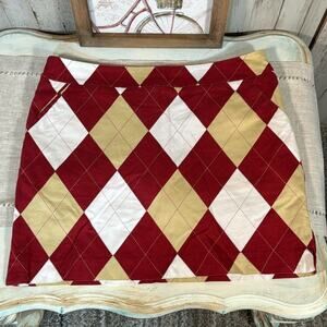 Loudmouth Golf Skort in Argyle Print Merlot, Tan and White Size 14